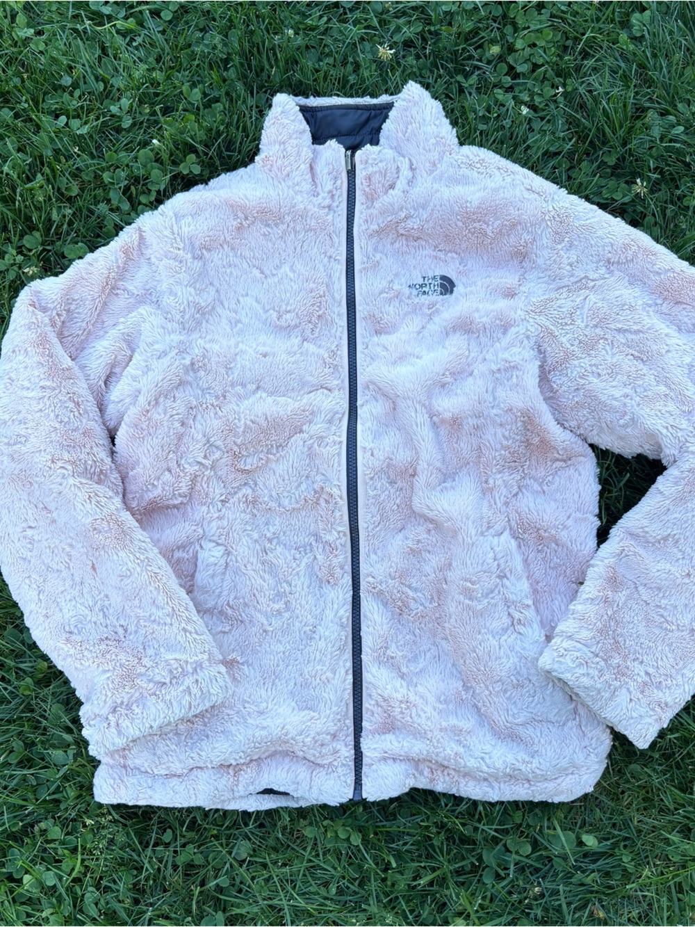The North Face Women's Light Pink Teddy Fleece Jacket Reversible